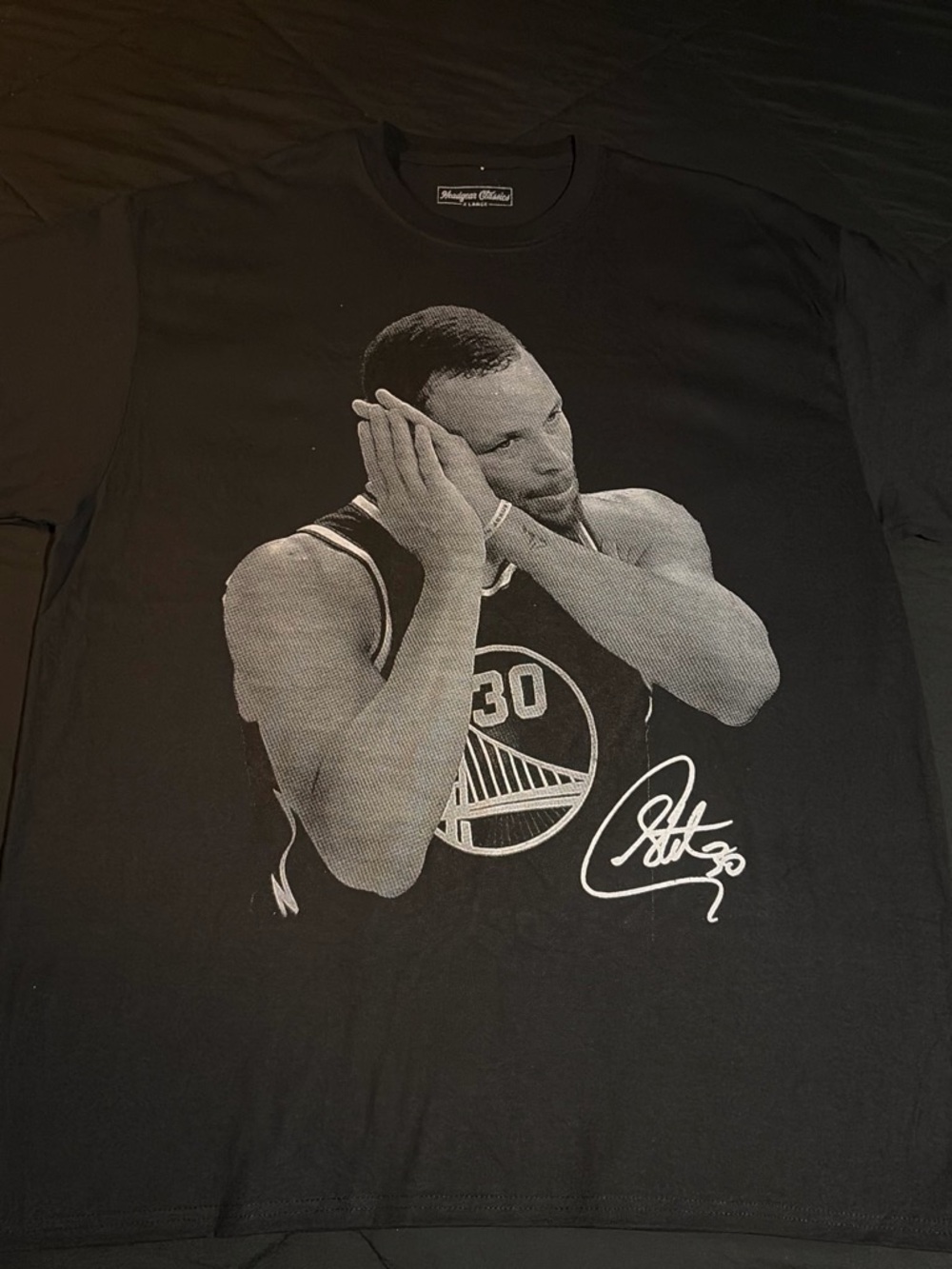 Black Short-Sleeve Graphic Crewneck T-Shirt